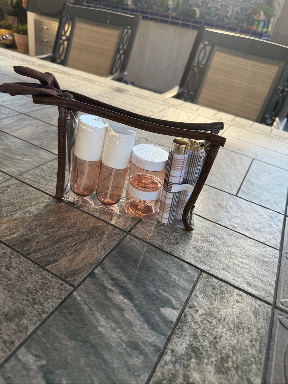 NWOT Brown Travel Bottle Set